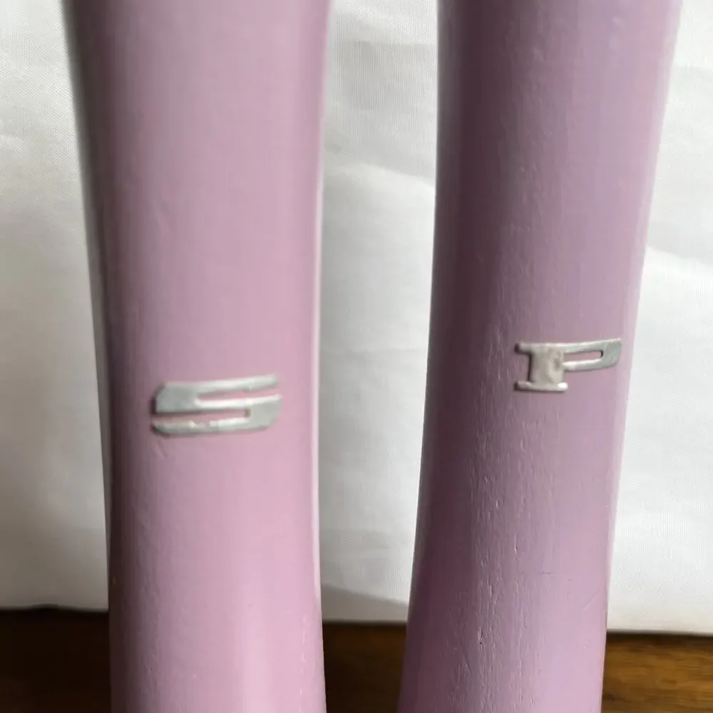 Vintage MCM Simple Lilac Purple Tapered Wood Salt & Pepper Shaker Set Japan 6.5